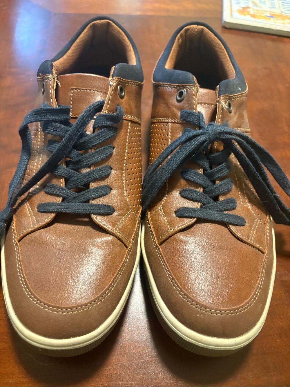 George Brown Leather Low-Top Sneakers with Black Accents